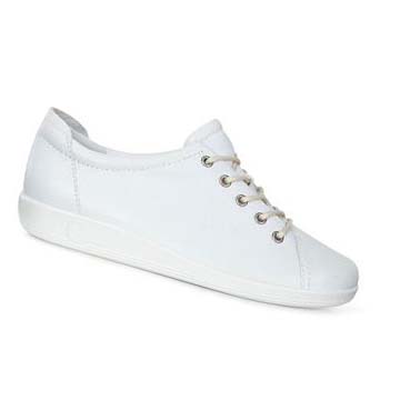 Women's Ecco Soft 2.0 Tie Casual Shoes White | SG 66NWY